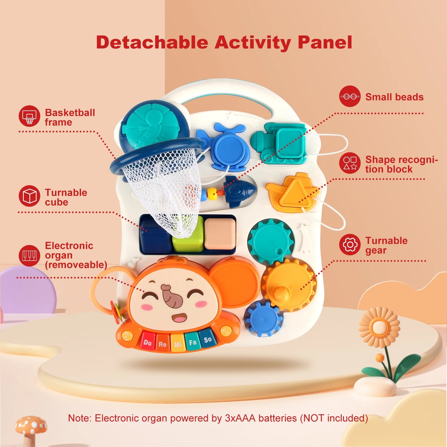 Baby Cartoon Push Walker Toy with Music & Drawing Board – Multifunction Learning Activity Walker for Infants 6–15 Months