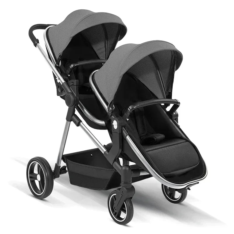 Foldable Double Seat Twin Stroller – Lightweight Portable Twin Travel Stroller, Comfortable & Multifunctional, Airplane-Boarding Friendly