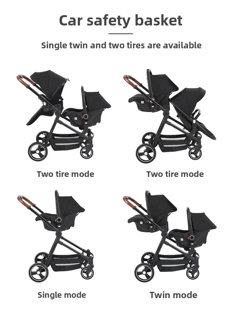 Foldable Double Seat Twin Stroller – Lightweight Portable Twin Travel Stroller, Comfortable & Multifunctional, Airplane-Boarding Friendly