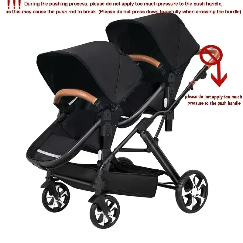 Foldable Double Seat Twin Stroller – Lightweight Portable Twin Travel Stroller, Comfortable & Multifunctional, Airplane-Boarding Friendly
