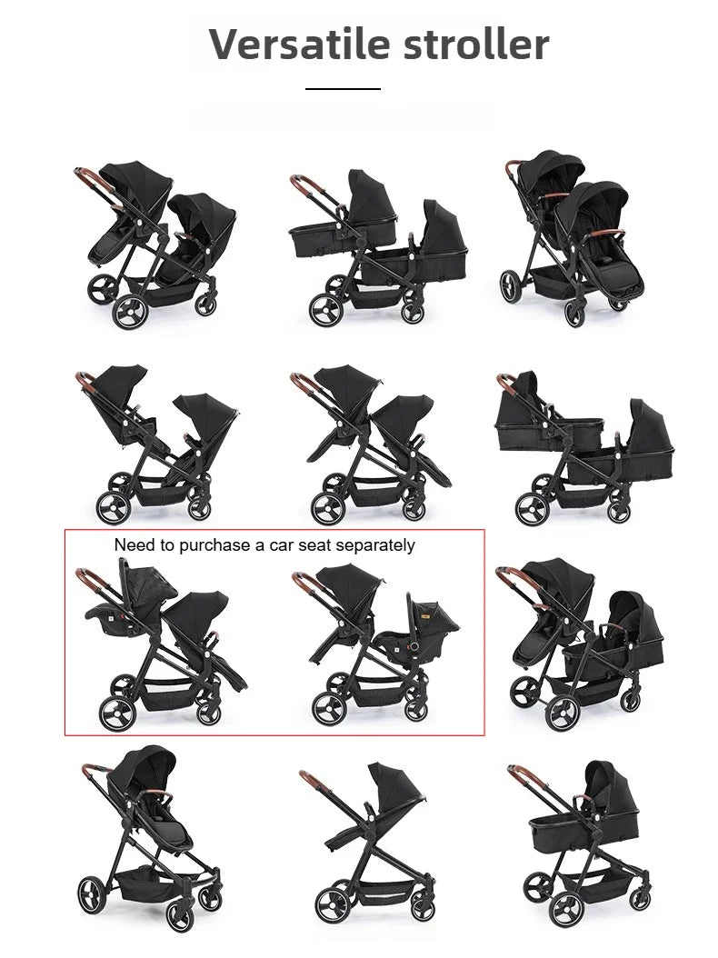 Foldable Double Seat Twin Stroller – Lightweight Portable Twin Travel Stroller, Comfortable & Multifunctional, Airplane-Boarding Friendly