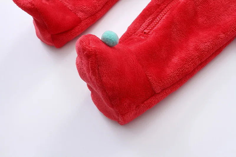 2025 Autumn Winter Newborn Baby Christmas Flannel Romper – Hooded Jumpsuit for Baby Boys & Girls (0–1 Year)