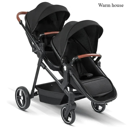 Foldable Double Seat Twin Stroller – Lightweight Portable Twin Travel Stroller, Comfortable & Multifunctional, Airplane-Boarding Friendly