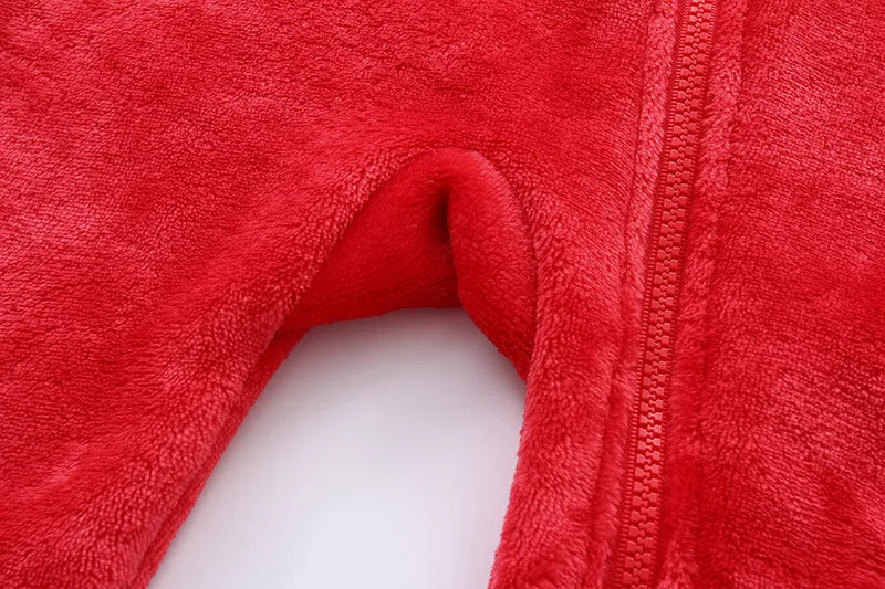 2025 Autumn Winter Newborn Baby Christmas Flannel Romper – Hooded Jumpsuit for Baby Boys & Girls (0–1 Year)