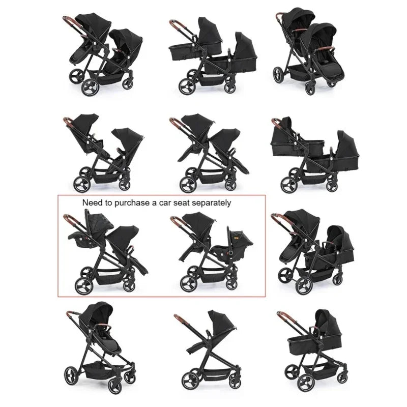 Foldable Double Seat Twin Stroller – Lightweight Portable Twin Travel Stroller, Comfortable & Multifunctional, Airplane-Boarding Friendly