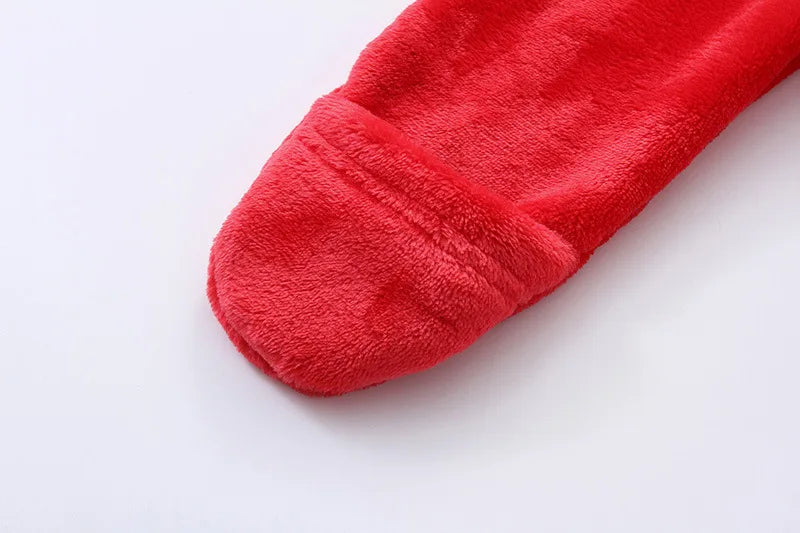 2025 Autumn Winter Newborn Baby Christmas Flannel Romper – Hooded Jumpsuit for Baby Boys & Girls (0–1 Year)