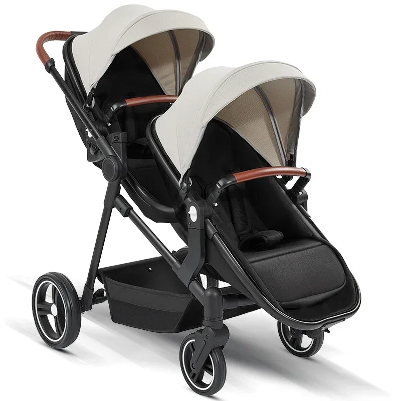 Foldable Double Seat Twin Stroller – Lightweight Portable Twin Travel Stroller, Comfortable & Multifunctional, Airplane-Boarding Friendly