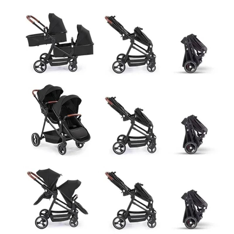 Foldable Double Seat Twin Stroller – Lightweight Portable Twin Travel Stroller, Comfortable & Multifunctional, Airplane-Boarding Friendly